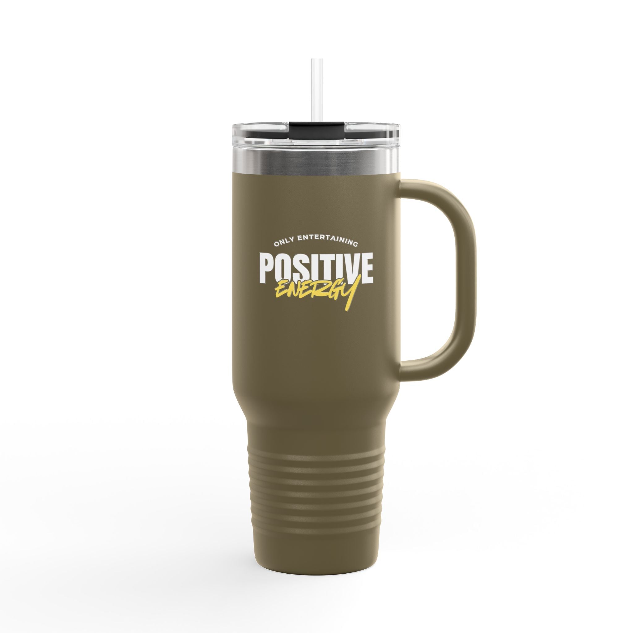 "Only Entertaining Positive Energy" Insulated Travel Mug 40 oz. by Beyond the Balloons
